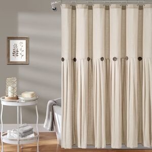 LUSH DECOR SHOWER CURTAIN BLEND LINEN BUTTON